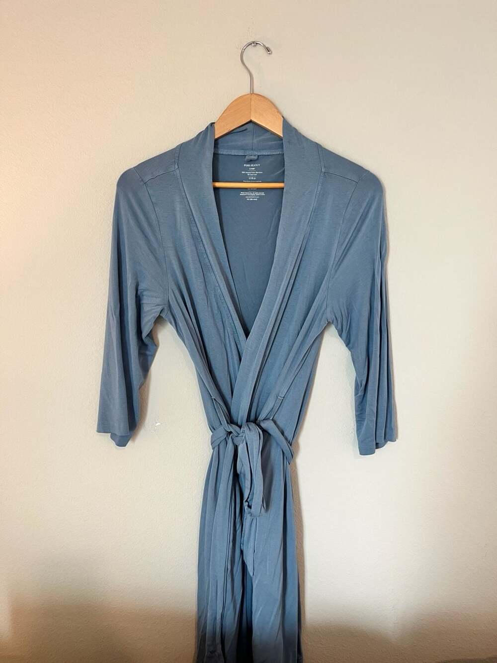 Posh Peanut, Bamboo Viscose Women's Postpartum Robe, Slate Blue, Large